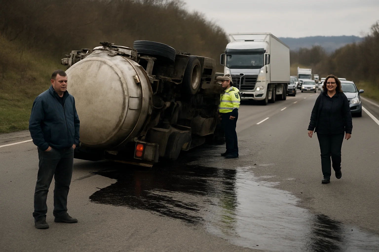 Accident cu cisternă pe DN7, trafic blocat Vâlcea-Pitești