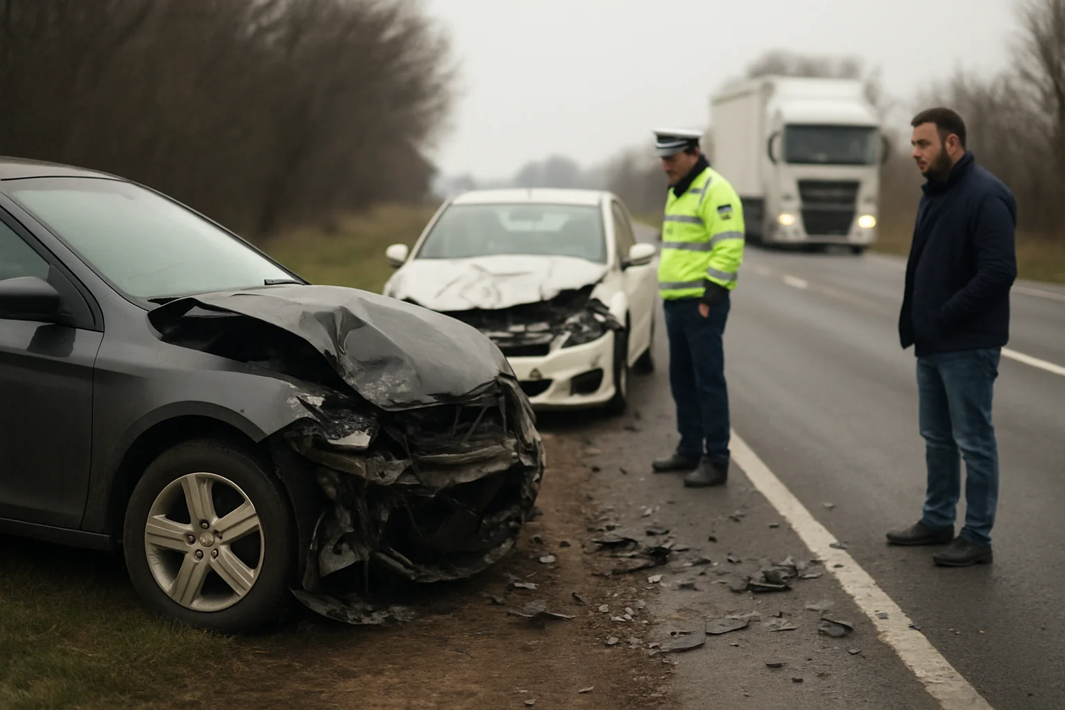 Accident cu trei mașini pe DN 64 Râureni, un rănit