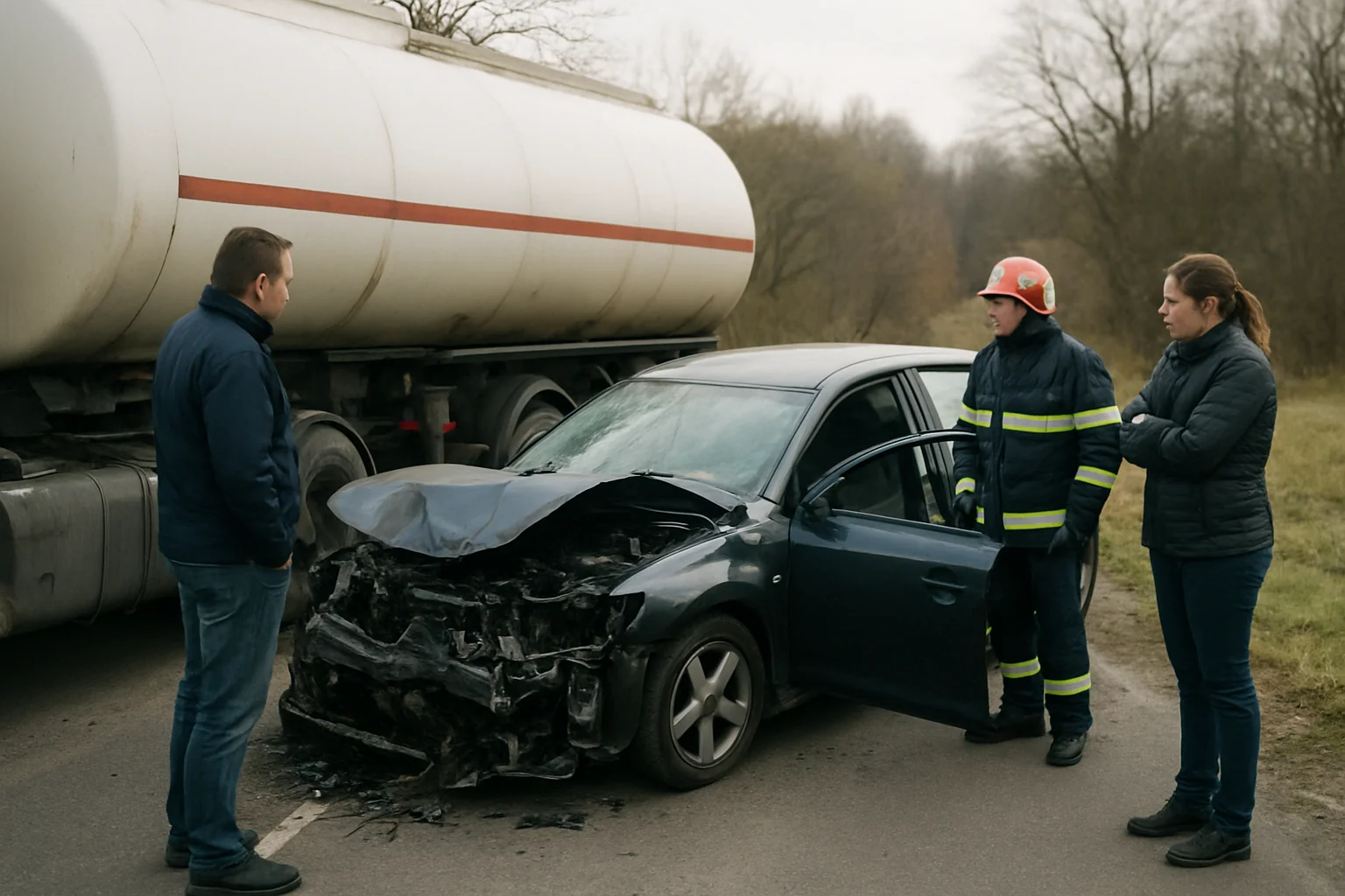 Accident în Bujoreni: Cisternă și autoturism implicate, doi răniți