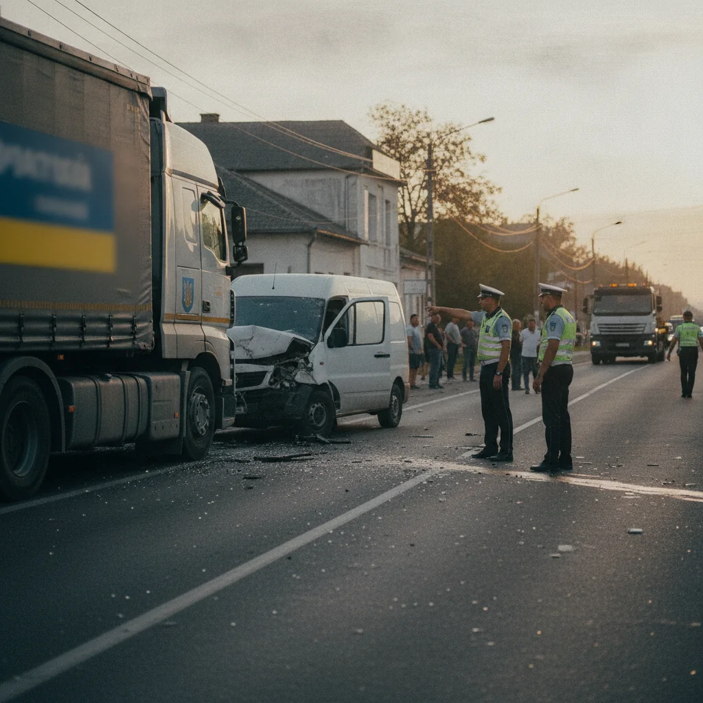 Râureni, Vâlcea: Două persoane rănite ușor într-un accident cu TIR ucrainean pe DN 64