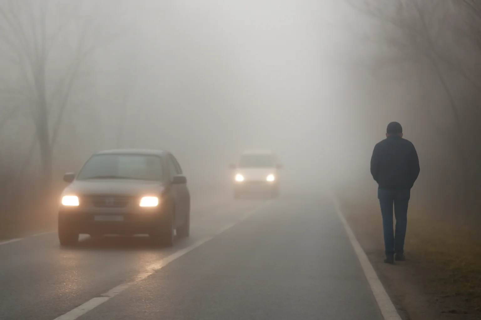 Ceață densă la Râmnicu Vâlcea pe 6 ianuarie: vizibilitate redusă pe mai multe drumuri din județ
