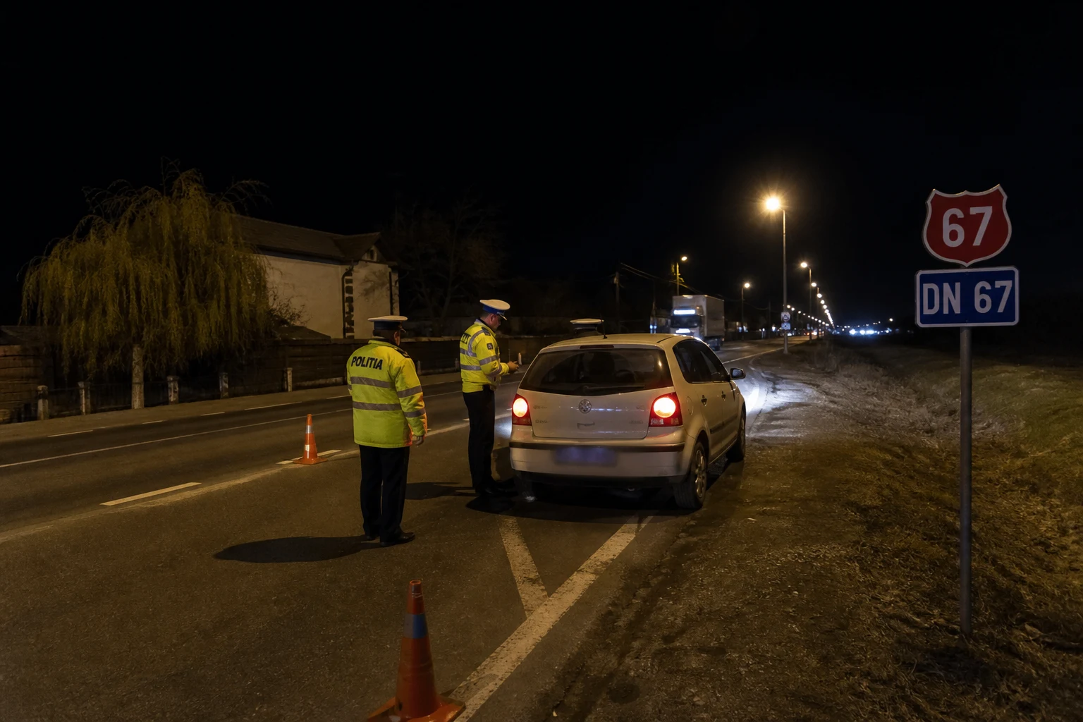 0,92 mg/l pe DN 67: șofer de 52 de ani oprit după miezul nopții