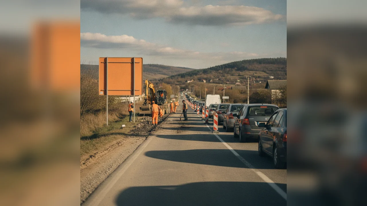 Restricții de trafic pe DN 67 la Costești pentru lucrări